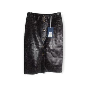 RACHEL COMEY FAUX LEATHER SNAKESKIN SKIRT - CHICORY COFFEE - SIZE 8